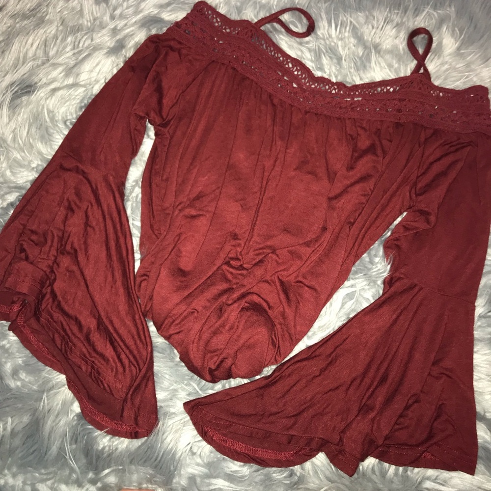 Red off-shoulder top